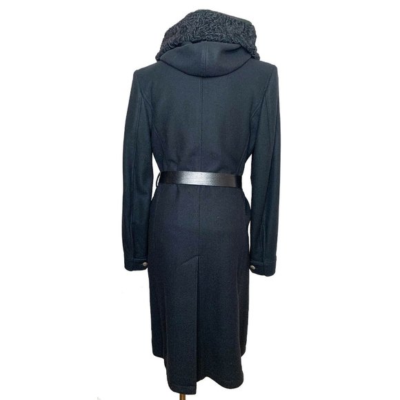 Authentic Belstaff Rare Wool Carter Long Coat Bukhara Fur Trimmed Hood EU 42 - Picture 6 of 11